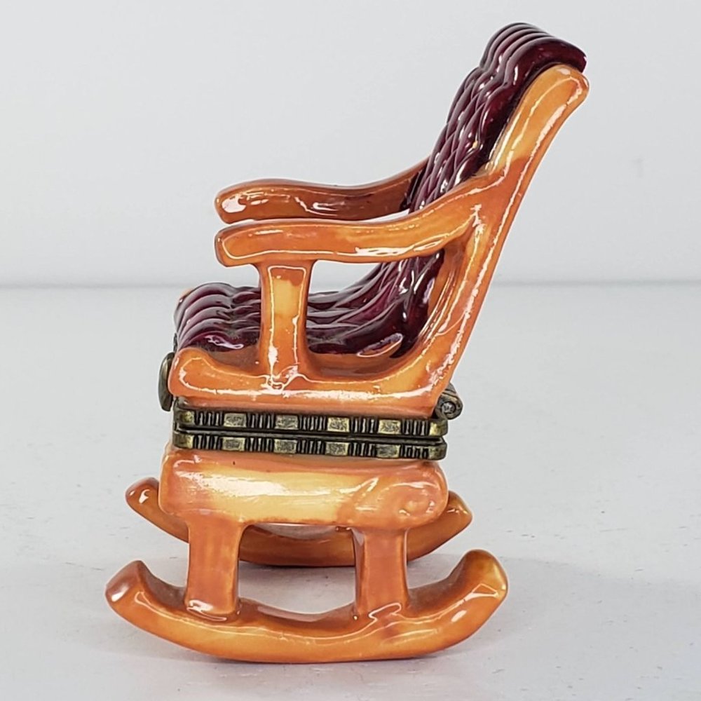 Rocking Chair Trinket Box Hinged Porcelain Ceramic Vintage - Picture 4 of 8